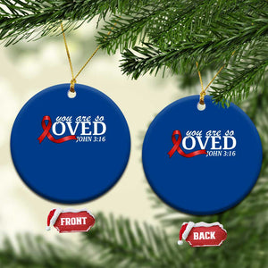 Red Ribbon Christian Ceramic Ornament Cross Bible Verse Inspirational Religious Faith TS14 1pc Blue Print Your Wear