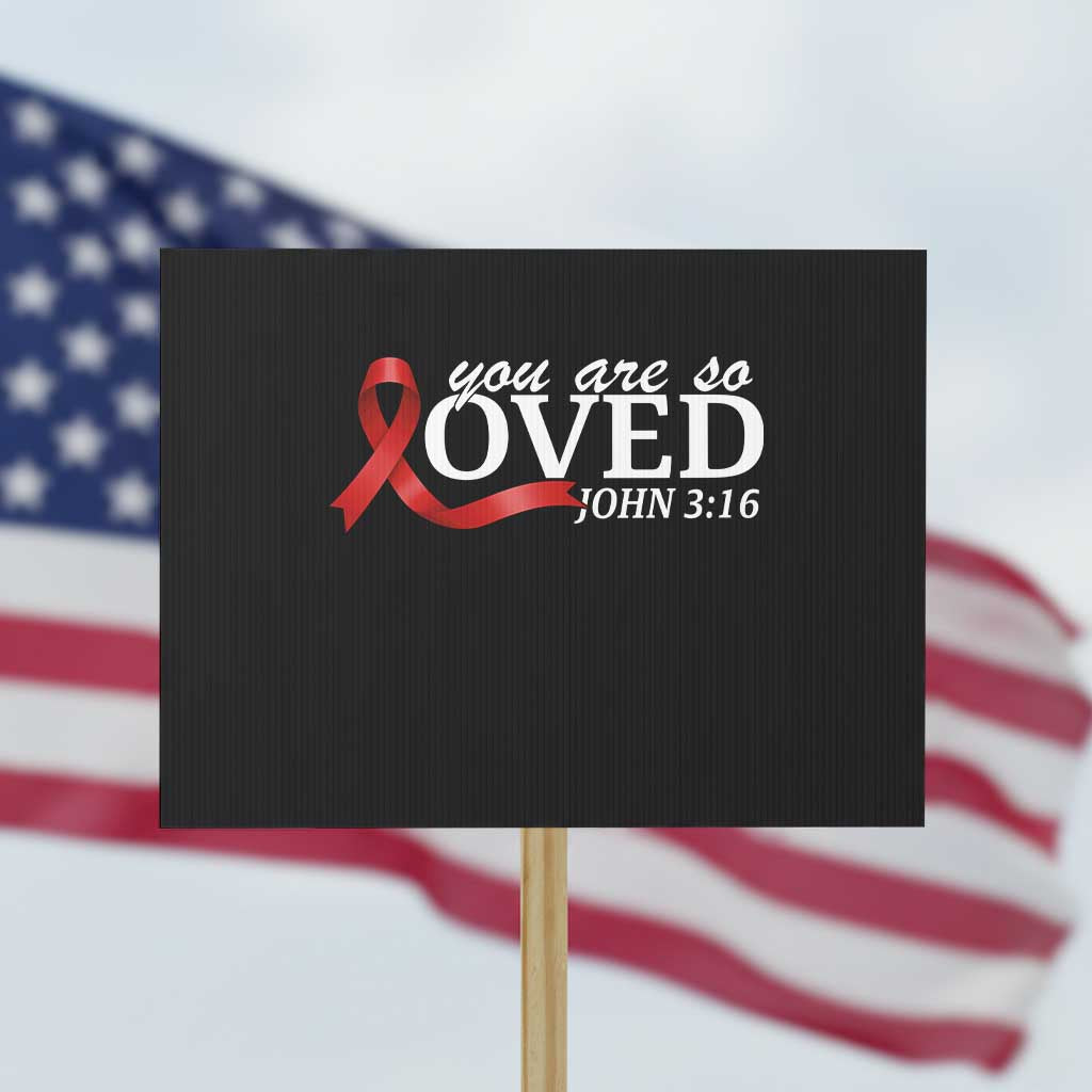 Red Ribbon Christian Protest Sign Cross Bible Verse Inspirational Religious Faith TS14 Horizontal 18" × 24" Black Print Your Wear