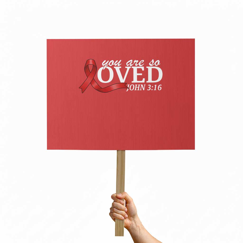 Red Ribbon Christian Protest Sign Cross Bible Verse Inspirational Religious Faith TS14 Horizontal 18" × 24" Red Print Your Wear