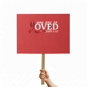 Red Ribbon Christian Protest Sign Cross Bible Verse Inspirational Religious Faith TS14 Horizontal 18" × 24" Red Print Your Wear