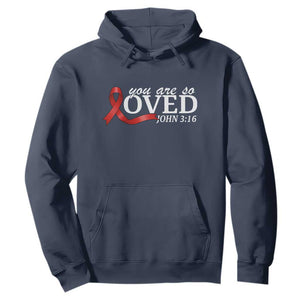 Red Ribbon Christian Hoodie Cross Bible Verse Inspirational Religious Faith TS14 Navy Print Your Wear