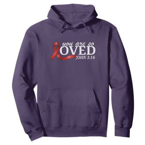 Red Ribbon Christian Hoodie Cross Bible Verse Inspirational Religious Faith TS14 Purple Print Your Wear