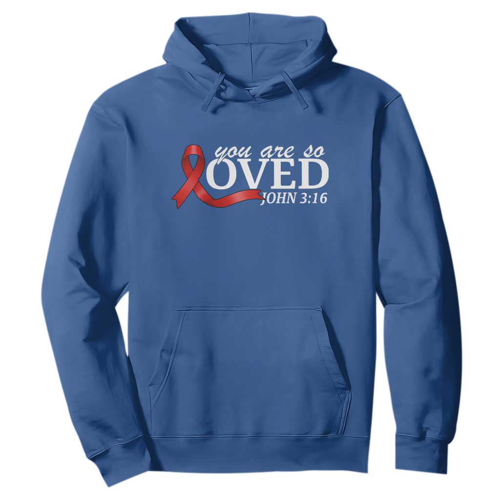 Red Ribbon Christian Hoodie Cross Bible Verse Inspirational Religious Faith TS14 Royal Blue Print Your Wear