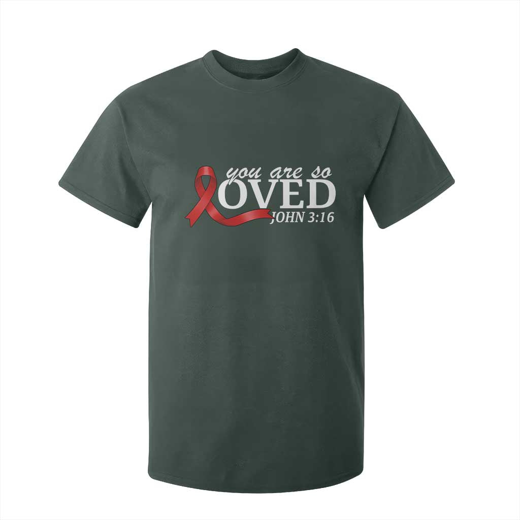 Red Ribbon Christian T Shirt For Kid Cross Bible Verse Inspirational Religious Faith TS14 Dark Forest Green Print Your Wear