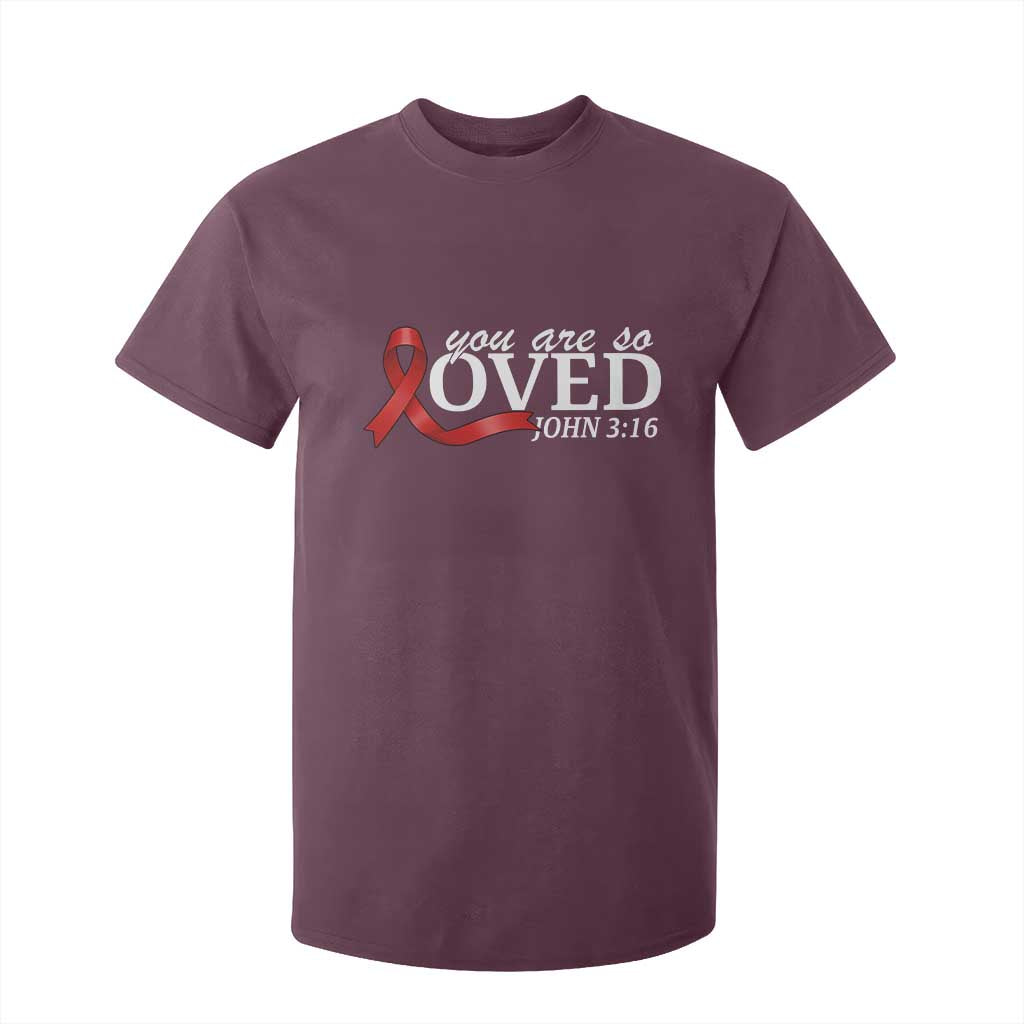 Red Ribbon Christian T Shirt For Kid Cross Bible Verse Inspirational Religious Faith TS14 Maroon Print Your Wear