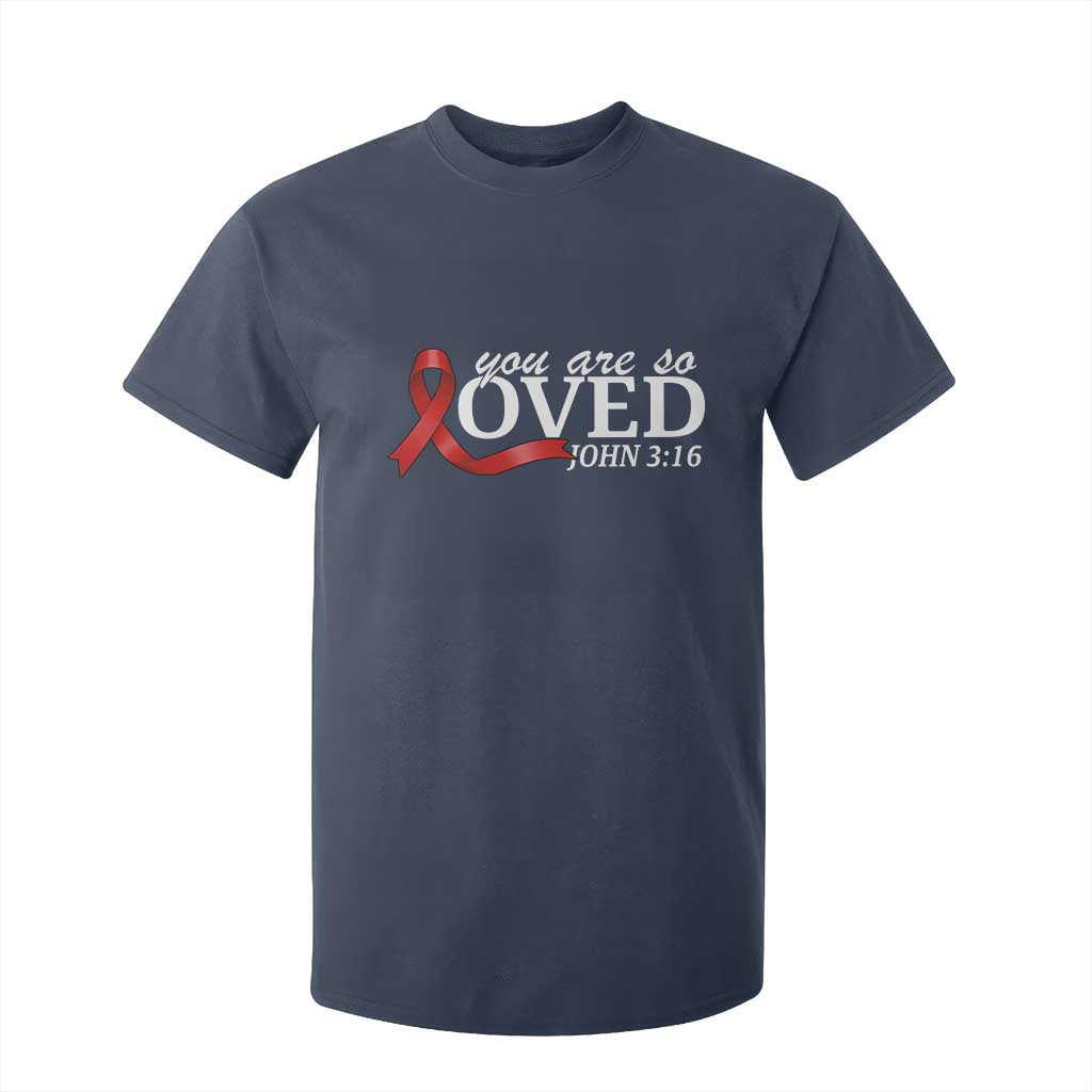 Red Ribbon Christian T Shirt For Kid Cross Bible Verse Inspirational Religious Faith TS14 Navy Print Your Wear
