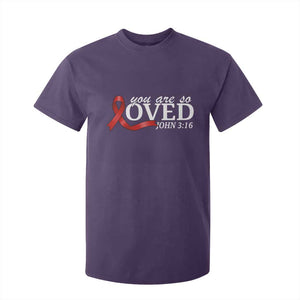 Red Ribbon Christian T Shirt For Kid Cross Bible Verse Inspirational Religious Faith TS14 Purple Print Your Wear