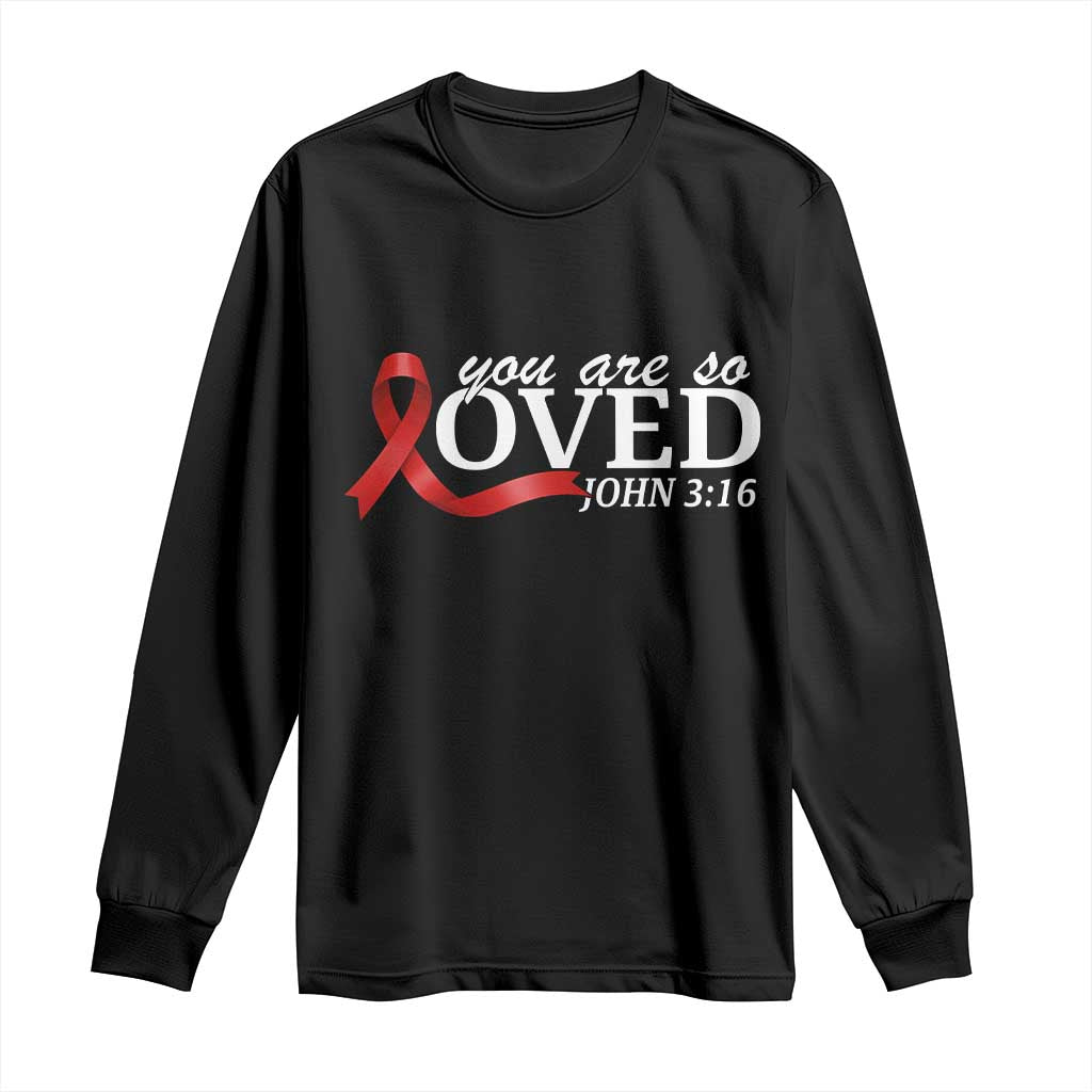 Red Ribbon Christian Long Sleeve Shirt Cross Bible Verse Inspirational Religious Faith TS14 Black Print Your Wear
