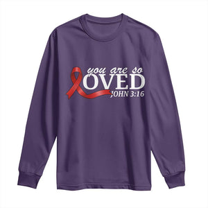 Red Ribbon Christian Long Sleeve Shirt Cross Bible Verse Inspirational Religious Faith TS14 Purple Print Your Wear