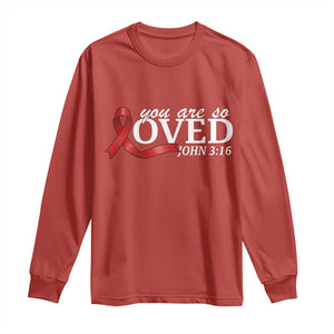 Red Ribbon Christian Long Sleeve Shirt Cross Bible Verse Inspirational Religious Faith TS14 Red Print Your Wear