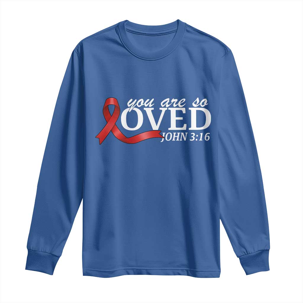 Red Ribbon Christian Long Sleeve Shirt Cross Bible Verse Inspirational Religious Faith TS14 Royal Blue Print Your Wear