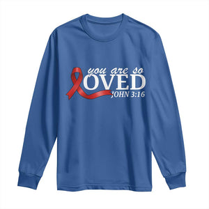 Red Ribbon Christian Long Sleeve Shirt Cross Bible Verse Inspirational Religious Faith TS14 Royal Blue Print Your Wear