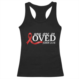 Red Ribbon Christian Racerback Tank Top Cross Bible Verse Inspirational Religious Faith - Print Your Wear