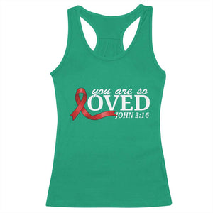 Red Ribbon Christian Racerback Tank Top Cross Bible Verse Inspirational Religious Faith - Print Your Wear