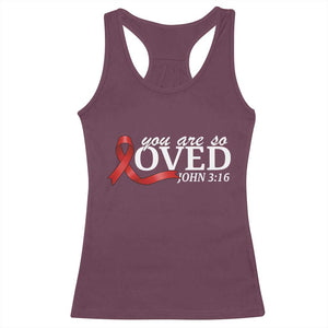 Red Ribbon Christian Racerback Tank Top Cross Bible Verse Inspirational Religious Faith TS14 Maroon Print Your Wear