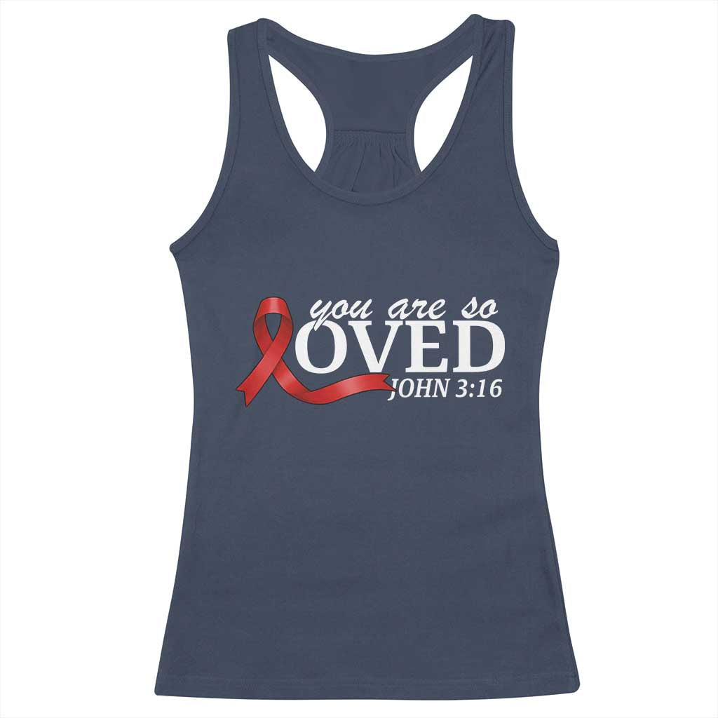 Red Ribbon Christian Racerback Tank Top Cross Bible Verse Inspirational Religious Faith TS14 Navy Print Your Wear