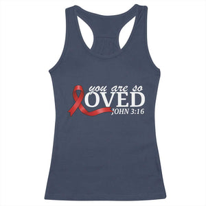 Red Ribbon Christian Racerback Tank Top Cross Bible Verse Inspirational Religious Faith - Print Your Wear