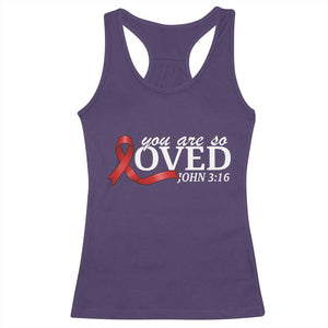Red Ribbon Christian Racerback Tank Top Cross Bible Verse Inspirational Religious Faith - Print Your Wear