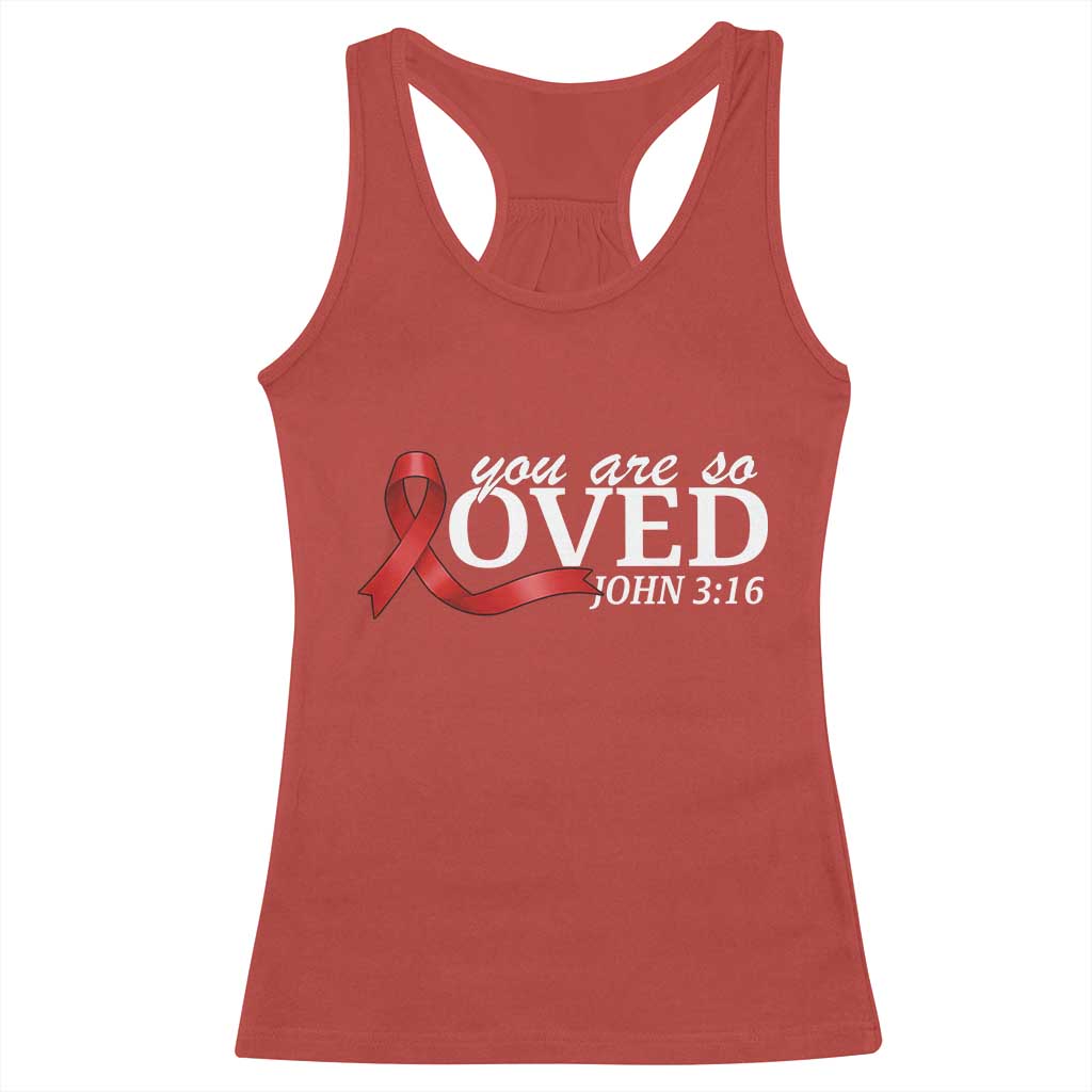 Red Ribbon Christian Racerback Tank Top Cross Bible Verse Inspirational Religious Faith TS14 Red Print Your Wear