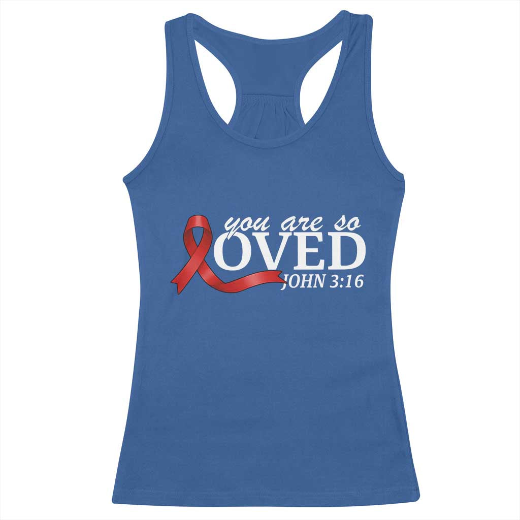 Red Ribbon Christian Racerback Tank Top Cross Bible Verse Inspirational Religious Faith TS14 Royal Blue Print Your Wear