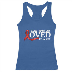 Red Ribbon Christian Racerback Tank Top Cross Bible Verse Inspirational Religious Faith - Print Your Wear
