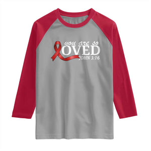 Red Ribbon Christian Raglan Shirt Cross Bible Verse Inspirational Religious Faith TS14 Sport Gray Red Print Your Wear