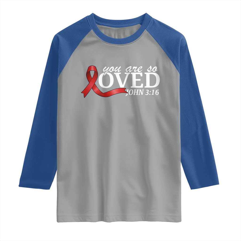 Red Ribbon Christian Raglan Shirt Cross Bible Verse Inspirational Religious Faith TS14 Sport Gray Royal Print Your Wear