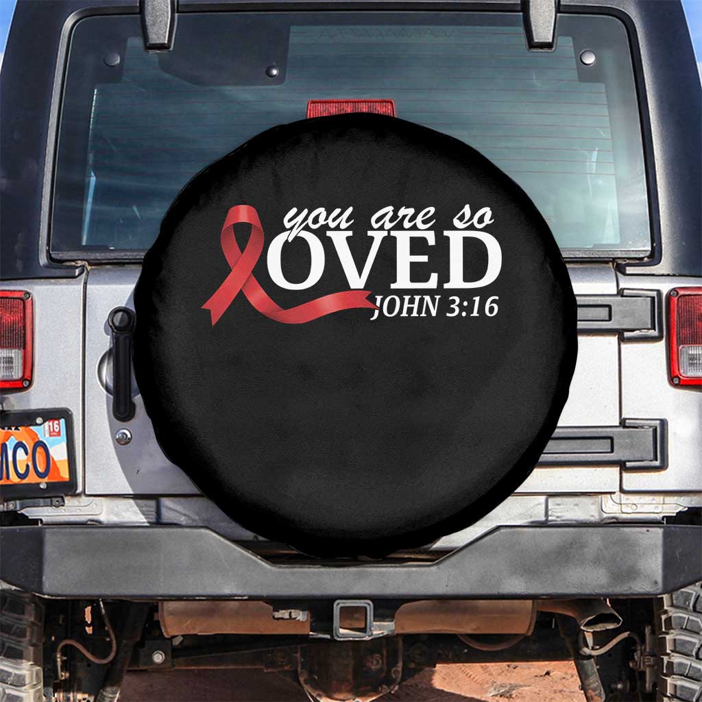 Red Ribbon Christian Spare Tire Cover Cross Bible Verse Inspirational Religious Faith TS14 No hole Black Print Your Wear
