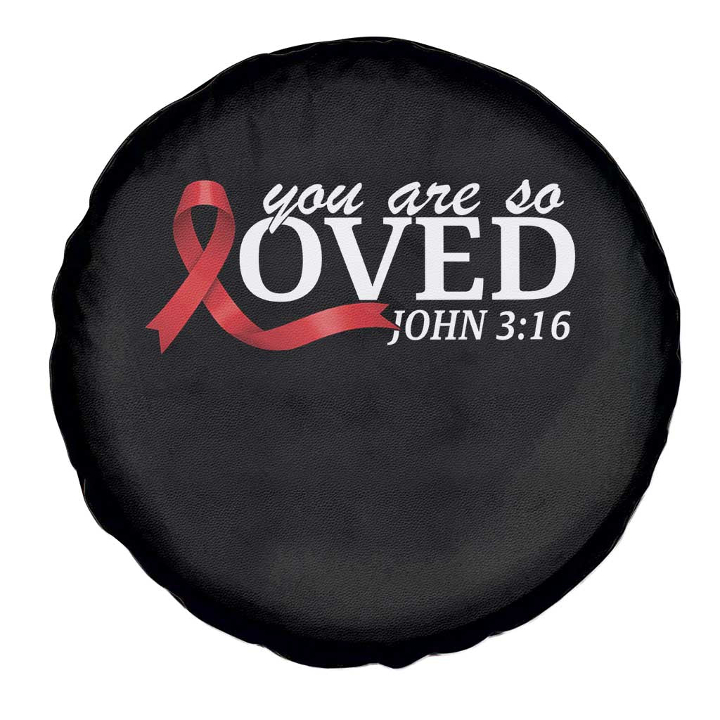 Red Ribbon Christian Spare Tire Cover Cross Bible Verse Inspirational Religious Faith TS14 Print Your Wear