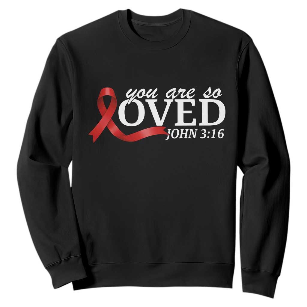 Red Ribbon Christian Sweatshirt Cross Bible Verse Inspirational Religious Faith TS14 Black Print Your Wear
