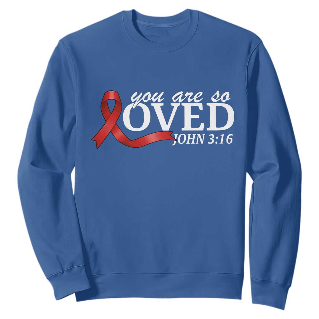 Red Ribbon Christian Sweatshirt Cross Bible Verse Inspirational Religious Faith TS14 Royal Blue Print Your Wear