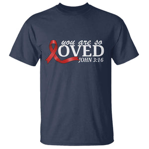 Red Ribbon Christian T Shirt Cross Bible Verse Inspirational Religious Faith TS14 Navy Print Your Wear