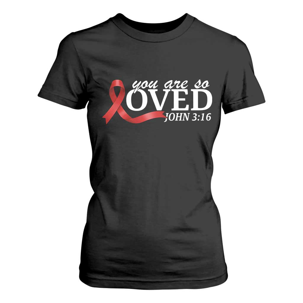 Red Ribbon Christian T Shirt For Women Cross Bible Verse Inspirational Religious Faith TS14 Black Print Your Wear