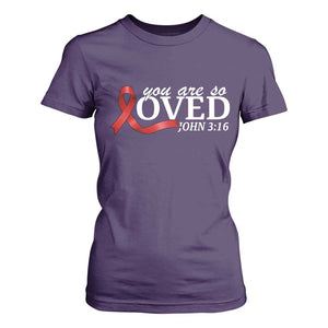 Red Ribbon Christian T Shirt For Women Cross Bible Verse Inspirational Religious Faith TS14 Purple Print Your Wear