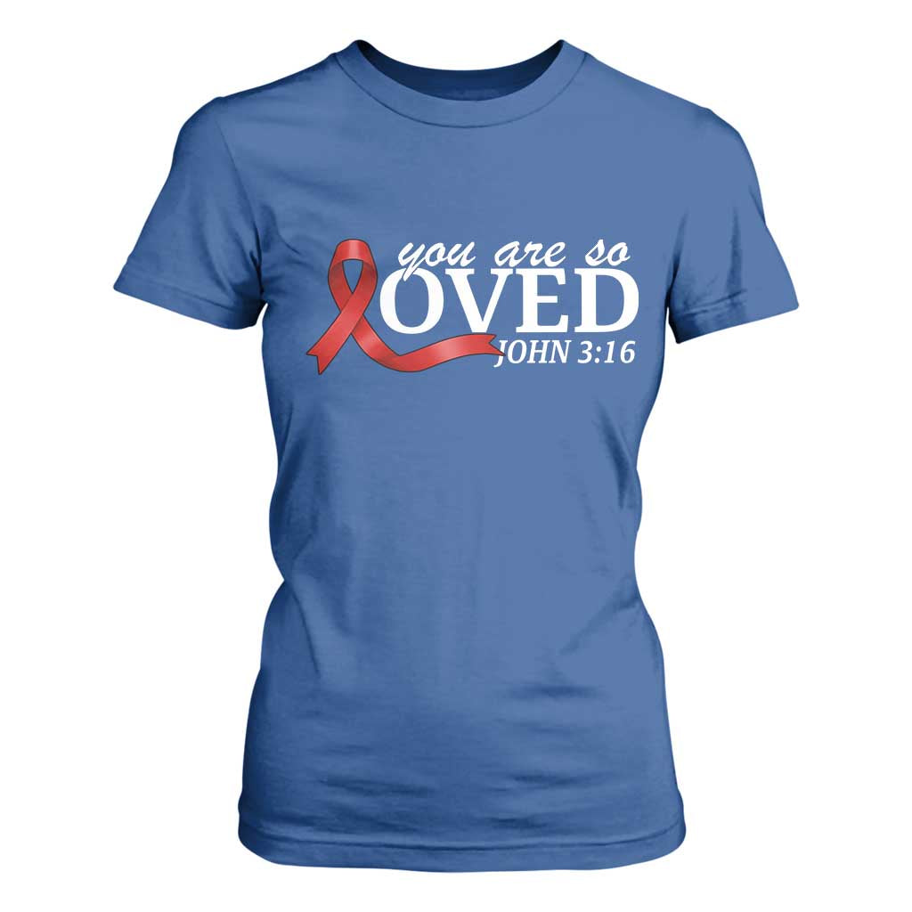 Red Ribbon Christian T Shirt For Women Cross Bible Verse Inspirational Religious Faith TS14 Royal Blue Print Your Wear
