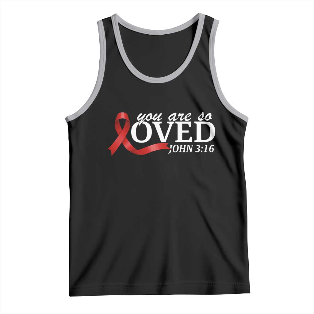 Red Ribbon Christian Tank Top Cross Bible Verse Inspirational Religious Faith TS14 Black Athletic Heather Print Your Wear