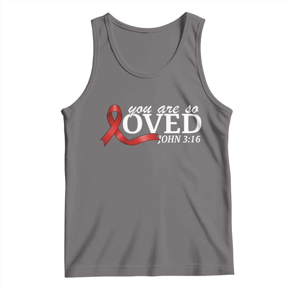 Red Ribbon Christian Tank Top Cross Bible Verse Inspirational Religious Faith TS14 Deep Heather Print Your Wear