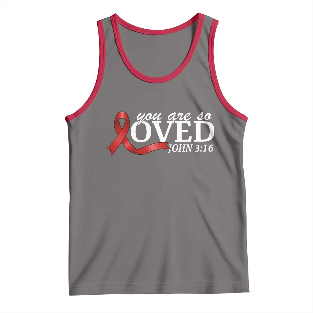 Red Ribbon Christian Tank Top Cross Bible Verse Inspirational Religious Faith TS14 Deep Heather Red Print Your Wear