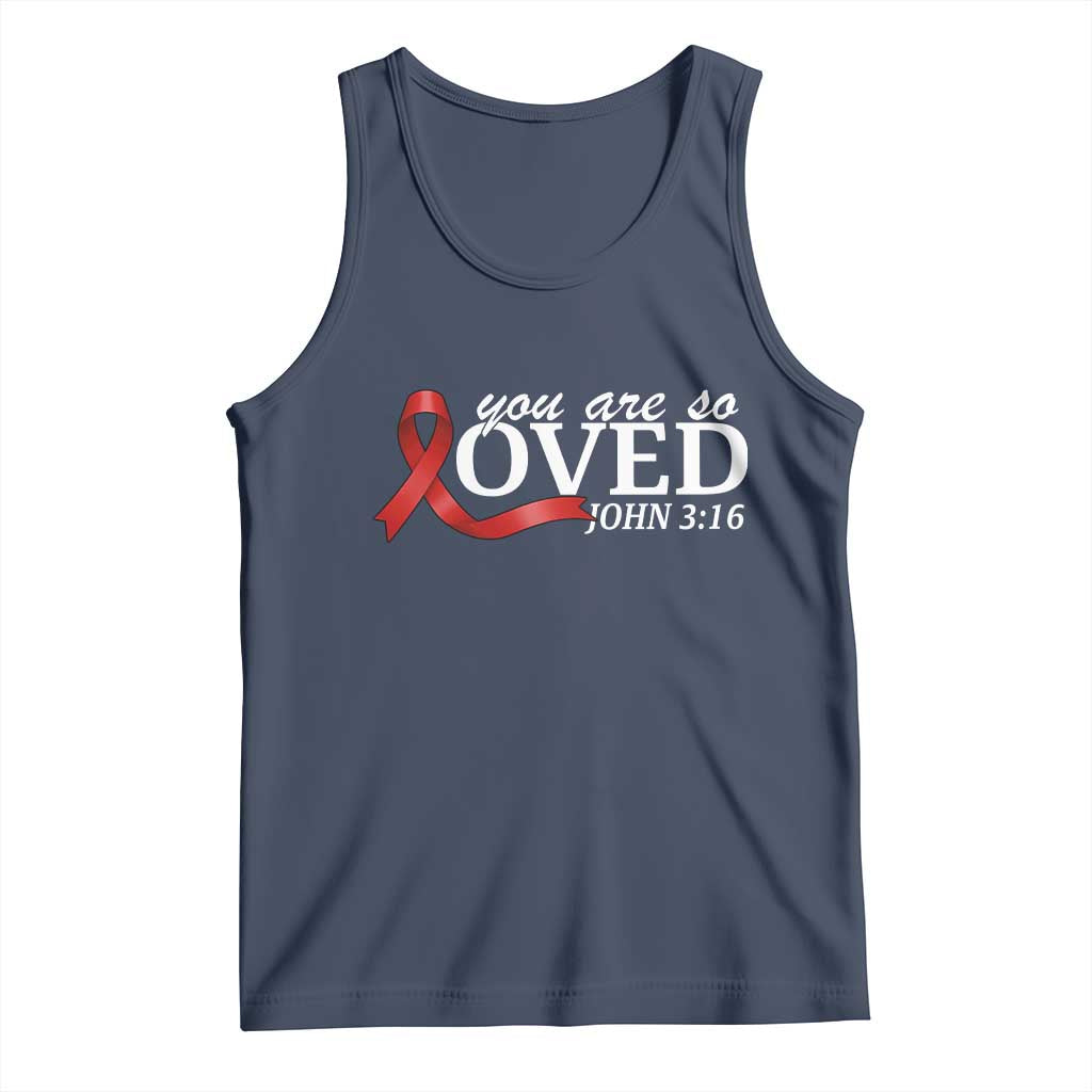 Red Ribbon Christian Tank Top Cross Bible Verse Inspirational Religious Faith TS14 Navy Print Your Wear