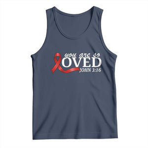 Red Ribbon Christian Tank Top Cross Bible Verse Inspirational Religious Faith TS14 Navy Print Your Wear