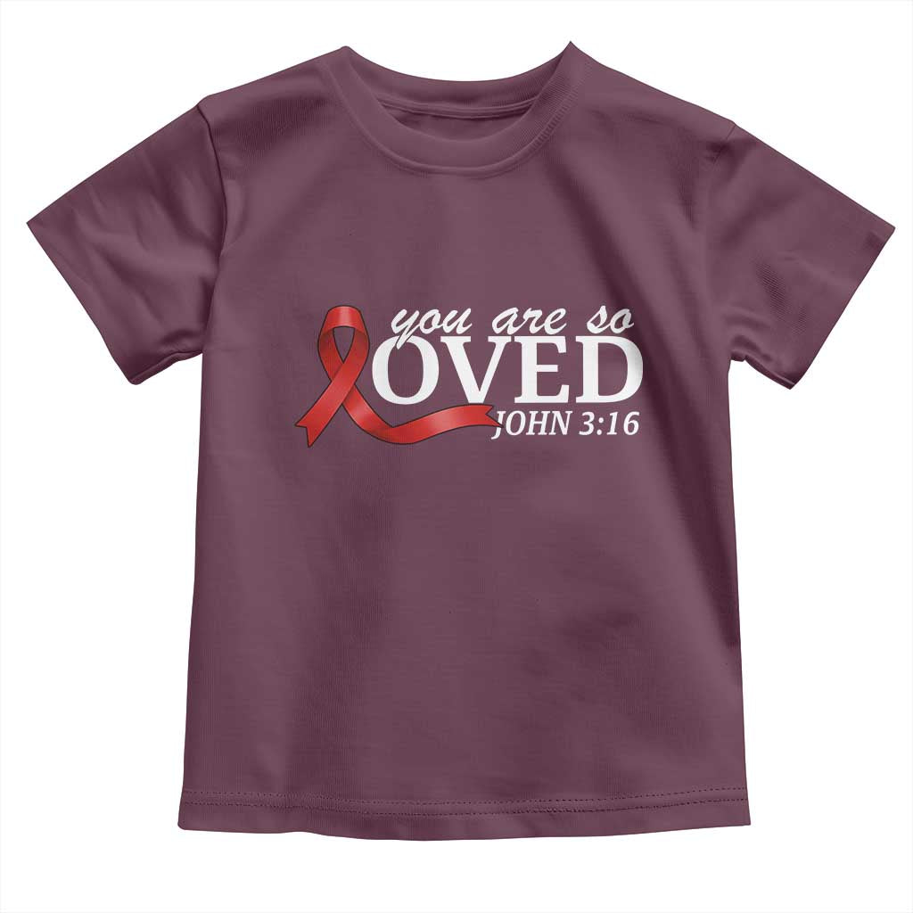 Red Ribbon Christian Toddler T Shirt Cross Bible Verse Inspirational Religious Faith TS14 Maroon Print Your Wear