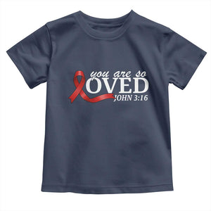 Red Ribbon Christian Toddler T Shirt Cross Bible Verse Inspirational Religious Faith TS14 Navy Print Your Wear