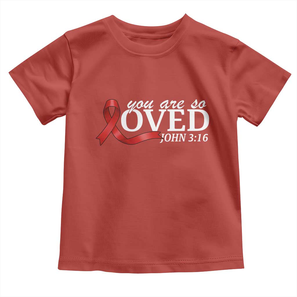 Red Ribbon Christian Toddler T Shirt Cross Bible Verse Inspirational Religious Faith TS14 Red Print Your Wear
