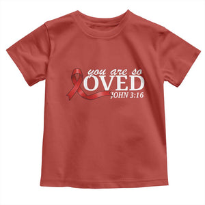 Red Ribbon Christian Toddler T Shirt Cross Bible Verse Inspirational Religious Faith TS14 Red Print Your Wear