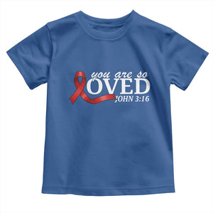 Red Ribbon Christian Toddler T Shirt Cross Bible Verse Inspirational Religious Faith TS14 Royal Blue Print Your Wear