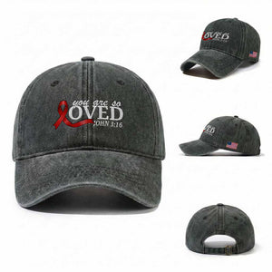 Red Ribbon Christian Washed Cotton Baseball Cap Cross Bible Verse Inspirational Religious Faith TS14 Washed Cap Universal Fit Dark Green Print Your Wear