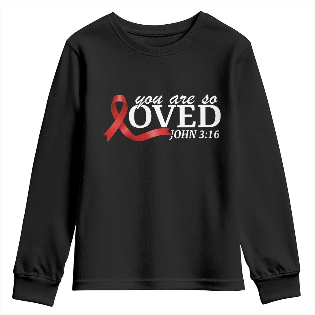 Red Ribbon Christian Youth Sweatshirt Cross Bible Verse Inspirational Religious Faith TS14 Black Print Your Wear