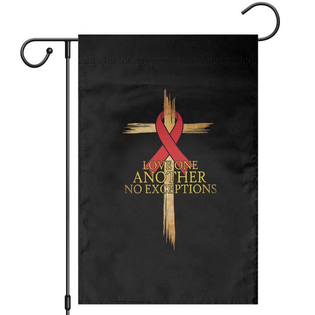 Red Ribbon Christian Garden Flag Cross Bible Verse TS14 Black Print Your Wear