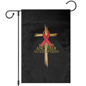 Red Ribbon Christian Garden Flag Cross Bible Verse TS14 Black Print Your Wear