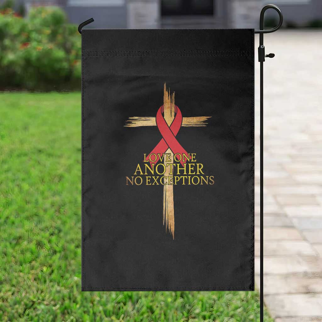 Red Ribbon Christian Garden Flag Cross Bible Verse TS14 Print Your Wear